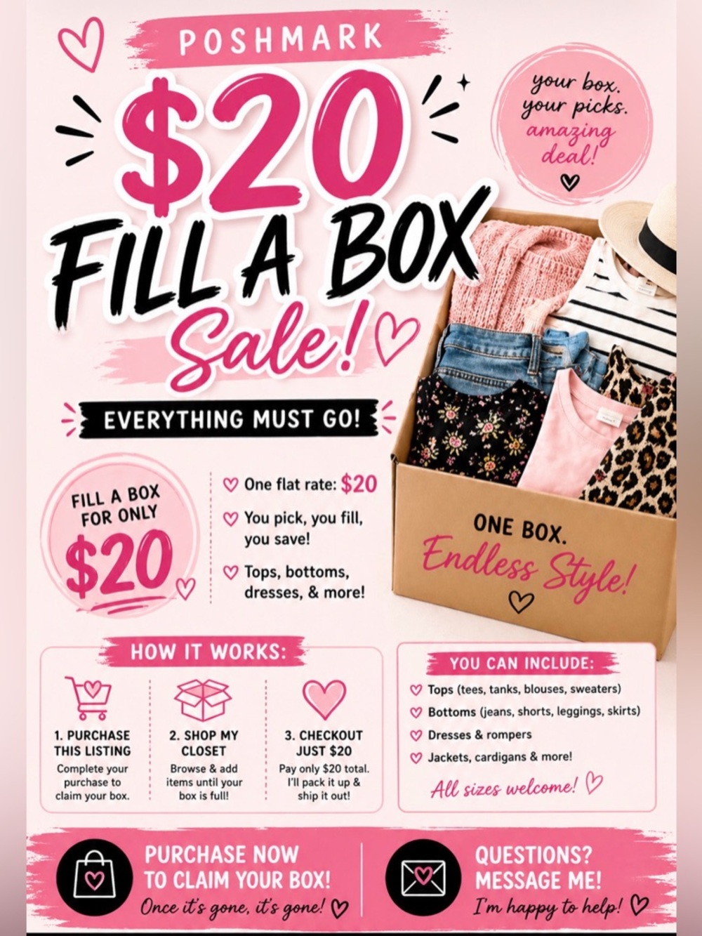$20 Fill A Box Sale Promo - Pink & Black Graphic